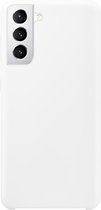 Telefoonglaasje Hoesje Geschikt voor Samsung Galaxy S21 Plus - Siliconen - Wit - Beschermhoes - Case - Cover