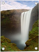 Tuinposter – Hoge Wilde Waterval in de Groene Natuur - 30x40 cm Foto op Tuinposter (wanddecoratie voor buiten en binnen)