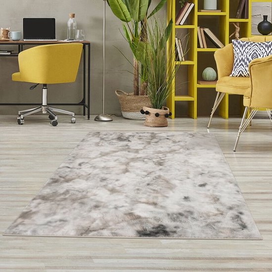 Vloerkleed Woonkamer 100 x 280 cm Tie Dye Ontwerp Laagpolig Tapijt Woonkamer Extra Groot Voor Bank, Slaapkamer, Kinderkamer, Donkergrijs