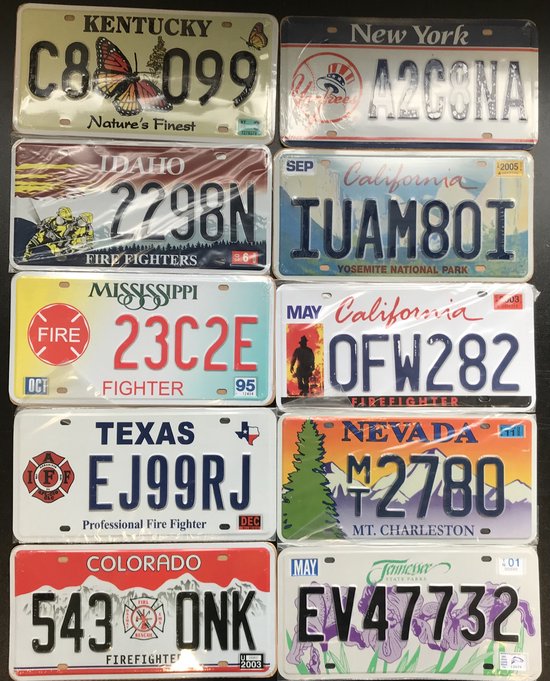 Mancave decoratie 10 verschillende Amerikaanse nummerplaten