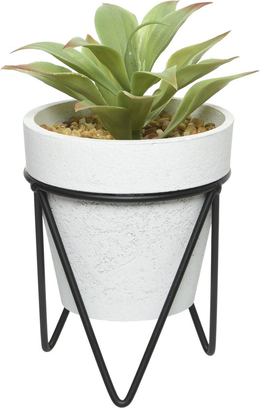 Decoris Kunstplant - vetplant - in potje met standaard - 18 cm - Planten pot