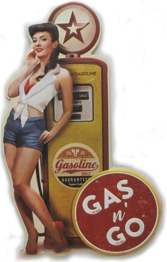 Wandbord Special USA American Style - Pomp Girl Gas N Go