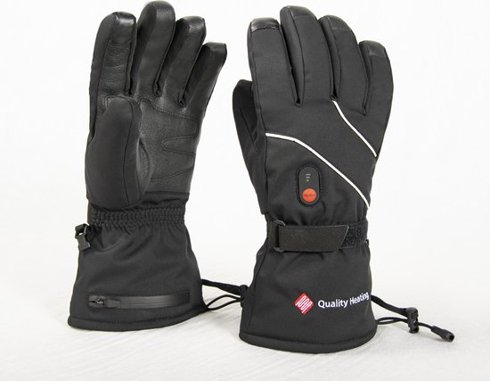 Verwarmde leren handschoenen 3 warmtestanden XL