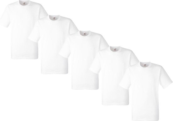 Fruit of the Loom - 5 stuks American Heavy T-shirts Ronde Hals - Wit - L