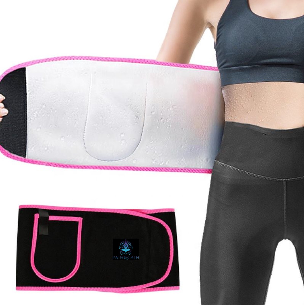 Pain&Gain buik riem taille trainer - corset - Waist Trainer - Entraîneur de taille - for Men Women Weight Loss Waist Trimmer for Home Gym and Workout Easy to Clean Sweatband Slim Body