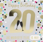 Depesche - Cijferkaart met muziek, vierkant met de tekst "20 - Happy Birthday - De mooiste tijd is nu! - mot. 032