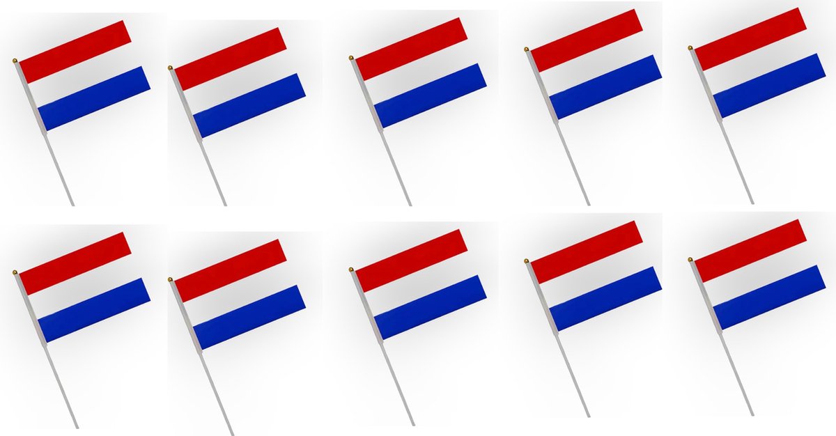 10 x Nederlandse handvlaggen van 14x21 cm-Nederlandse vlag-Nederlandse