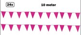 24x Vlaggenlijn hot pink 10 meter - vlaglijn festival thema feest verjaardag carnaval vlaggetje kleur