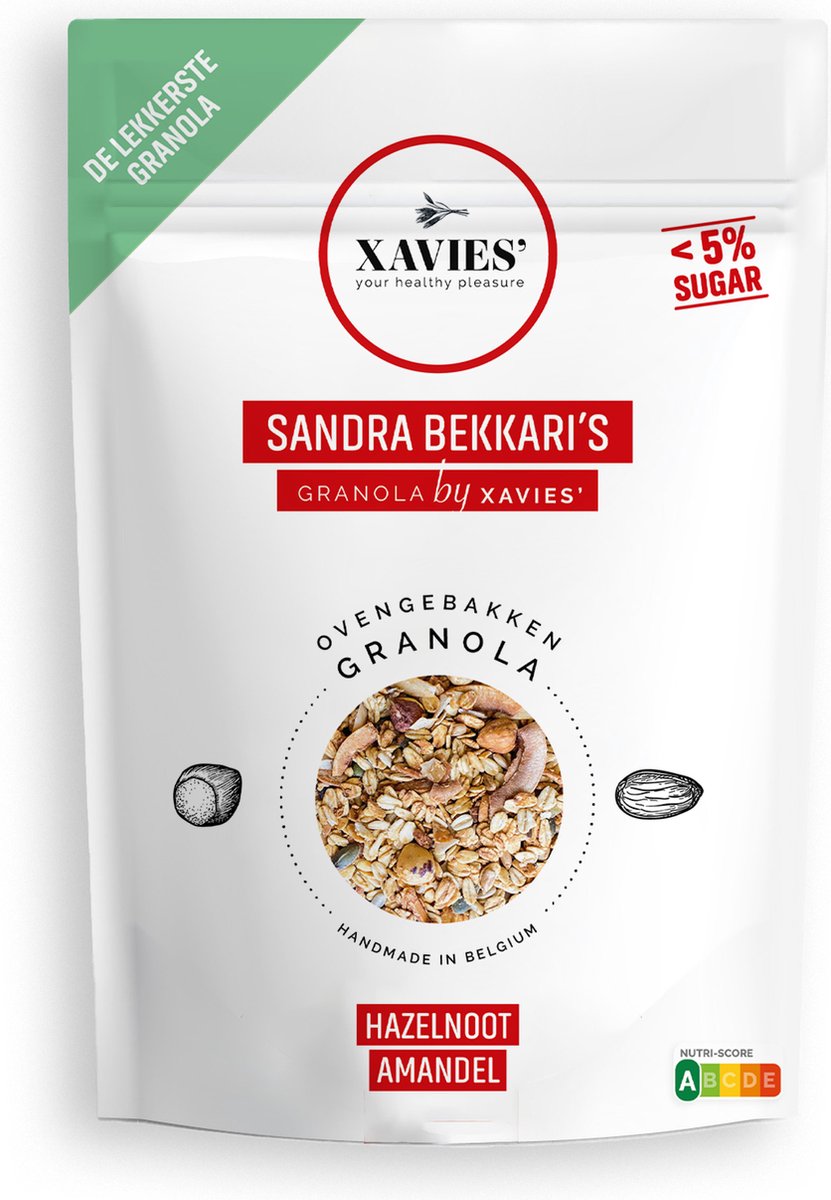 XAVIES' Granola Sandra Bekkari Hazelnoot Amandel 1000g bol