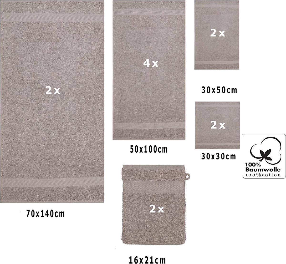 Betz 10-delige handdoekenset premium 100% katoen 2 douchehanddoeken 4 handdoeken 2 gastendoekjes 2 washandjes kleur oudroze & antraciet