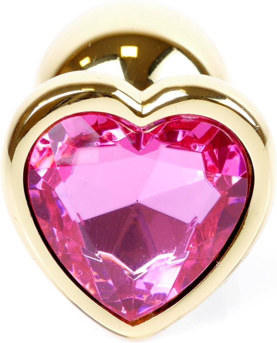 Goedkoopste Anale Plug Goudkleurig Met Roze Steen En Hartjes Design - Power Escorts