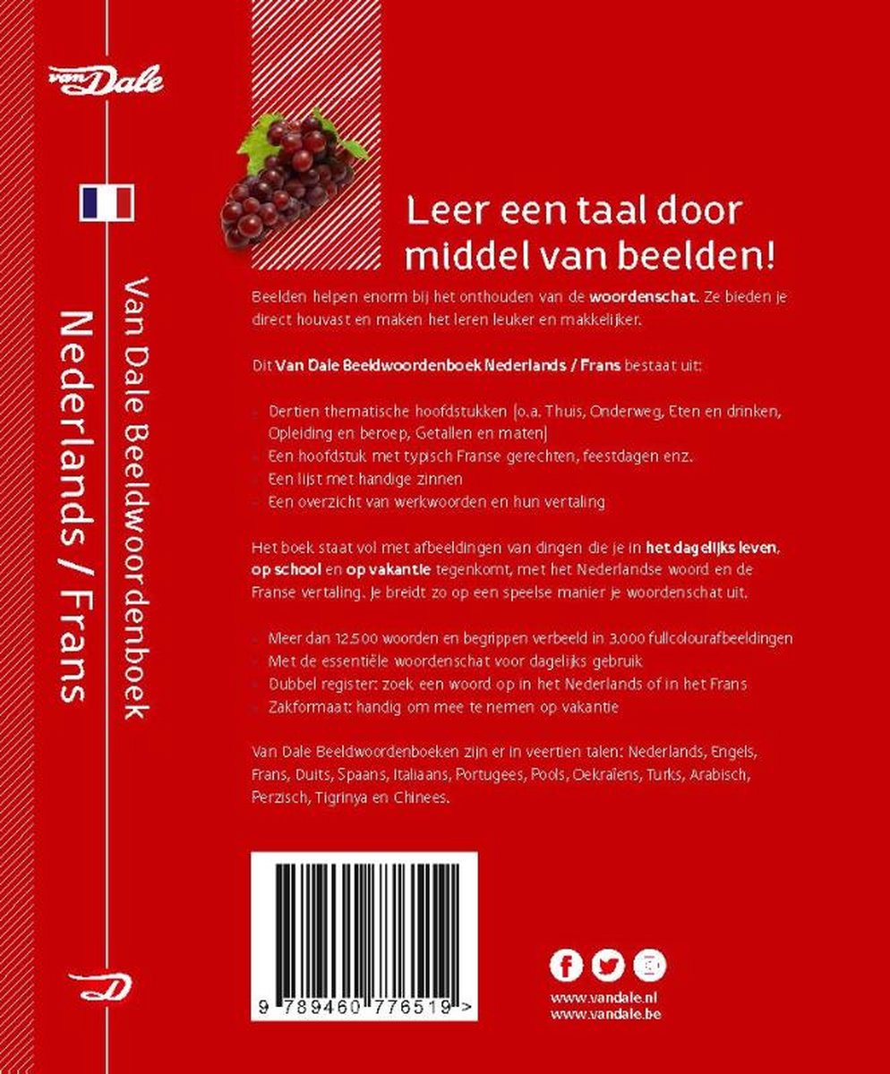 Van Dale Beeldwoordenboek Nederlands / Frans. Illustratie van druiven.