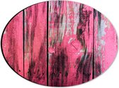 Dibond Ovaal - Roze Geverfde Schutting - 28x21 cm Foto op Ovaal (Met Ophangsysteem)