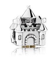 Fler® | Armbandbedel voor Populaire Bedel Armbanden | Bedel kasteel en kroon | Fantasie | Sprookje | Magische Tovenaarsleerling | Bedel Charm | 925 | Emaille goud | Cadeau |