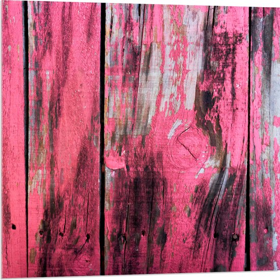 Acrylglas - Roze Geverfde Schutting - 80x80 cm Foto op Acrylglas (Met Ophangsysteem)