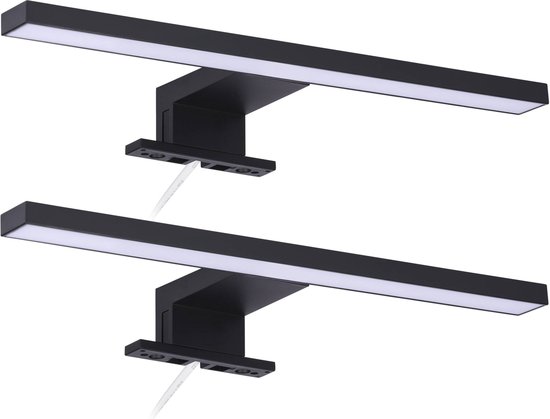 Saqu Fondi Spiegellamp LED 2 stuks - 30x8.5x2.8 cm - Spiegelverlichting voor Spiegel of Spiegelkast - Zwart - Badkamerverlichting