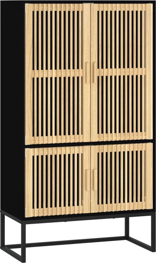 vidaXL - Hoge - kast - 70x35x125 - cm - bewerkt - hout - zwart