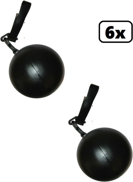 6x Boevenbal met ketting - thema feest party festival fun feest boef