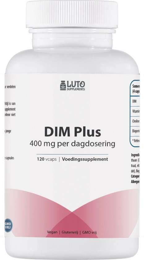 DIM Plus - 400mg Di-indolylmethaan - 120 Vegetarische capsules - Met Vitamine E, Bioperine & Choline - Luto Supplements