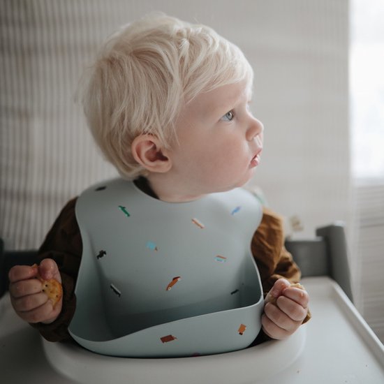 Mushie Siliconen Baby Slabbetje met Opvangbakje - Planets - BPA ftalaatvrij| afwasbaar van Mushie — afbeelding 5