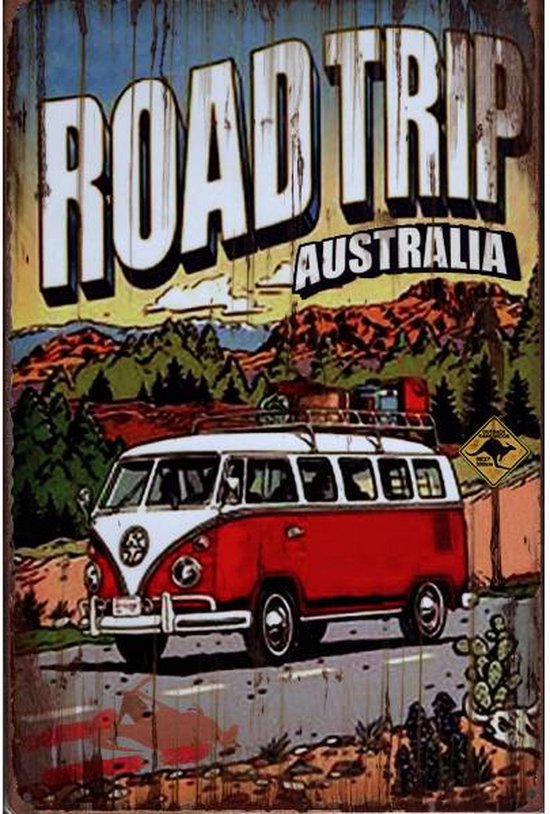 Wandbord Transport Auto - Road Trip Australia With Van