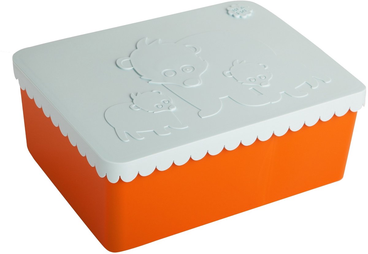 Brooddoos beer lichtblauw-oranje - Blafre