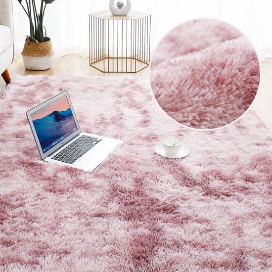 Tapis Shaggy Rose Poils long Tapis Salon Chambre 160x200 cm