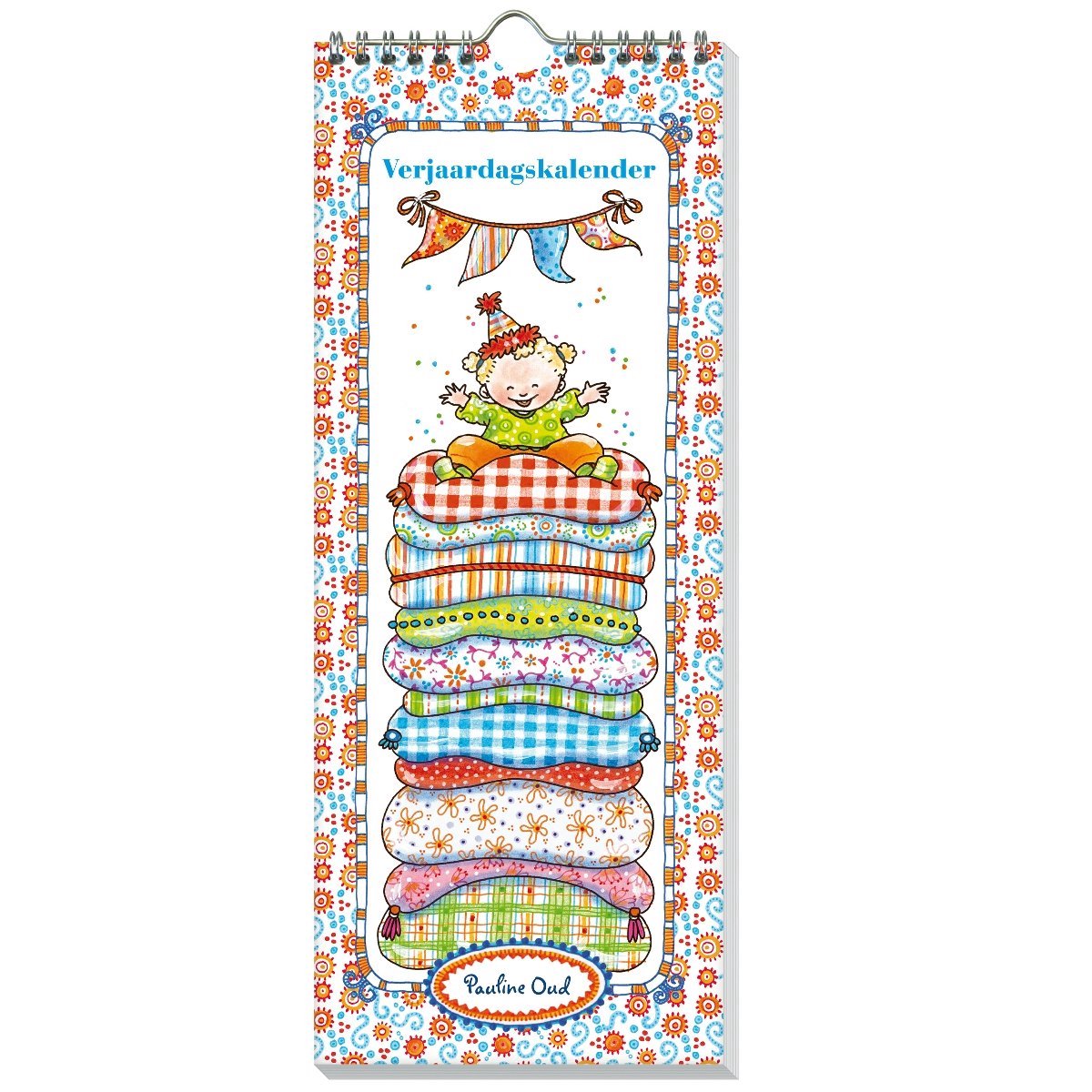 Verjaardagskalender Pauline Oud - Geen jaartal - Ophangbaar - Kleur rood - 13 x 33 x 0,6 cm