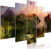 Schilderij - Beren in de bergen, 5 luik