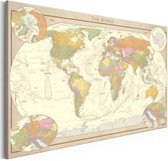 Schilderij - Wereldkaart , Cremekleurige Wereld