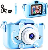 Allkinds Digitale Kindercamera met 32GB Micro SD Kaart - Schokbestendig Fototoestel voor Kinderen - Vlog Camera - USB Oplaadbaar - Blauw