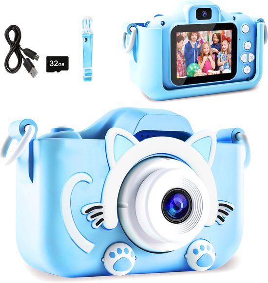 Digitale Kindercamera met 32GB Micro SD Kaart - 10 x 6 cm - Schokbestendig  Fototoestel... | bol