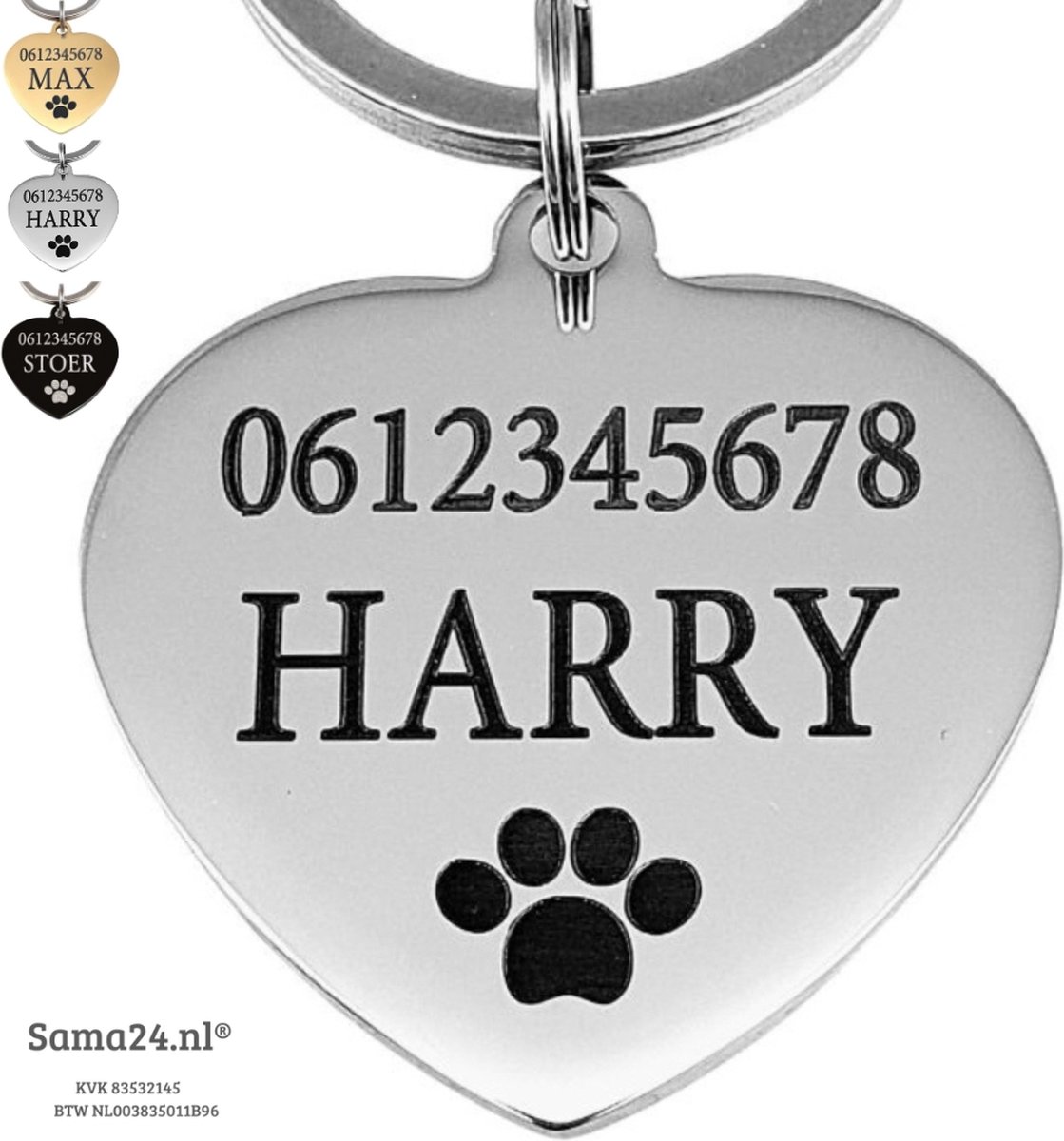 Titanium Dierenpenning | inclusief 2 kanten graveren | Hondenpenning Kattenpenning hart 25 mm