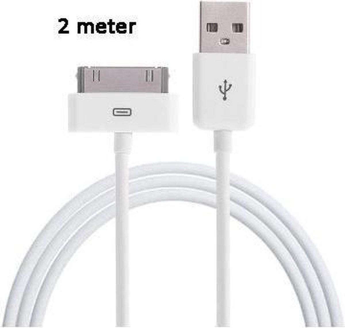 30-pins naar USB Kabel Geschikt voor Apple iPhone 4 / 4s & iPad 4 / 3 / 2 - 2M Wit