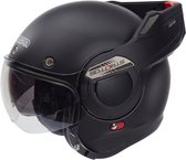 BEON STRATOS Systeemhelm en Jethelm - 180º Verstelbare integraalhelm - Motorhelm inclusief Zonnevizier - Geschikt voor Scooter Brommer Snorfiets - XS Mat Zwart - Gratis Helmtas