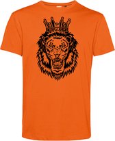 T-shirt Leeuw Met Kroon Zwart | Koningsdag kleding | oranje shirt | Oranje | maat M