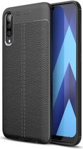 Samsung Galaxy A50 Hoesje TPU Leer Design Zwart