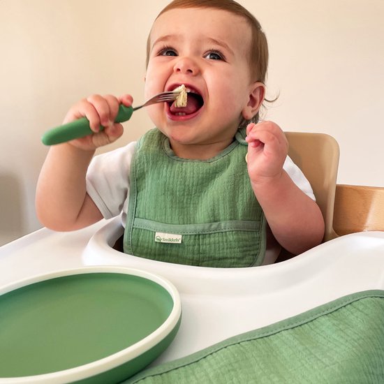 Smikkels - Siliconen kinder dinerset - Eetset baby - Servies - Serviesset - Kinderbestek - Veilig Kinderservies - Duurzaam - Baby - Peuter - Kleuter - Blauw van Smikkels — afbeelding 2