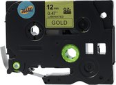 Dappaz - 5 stuks Brother Label Tape TZe-831 Zwart op Goud Compatible - 12 mm x 8 m - TZe831 Labeltape
