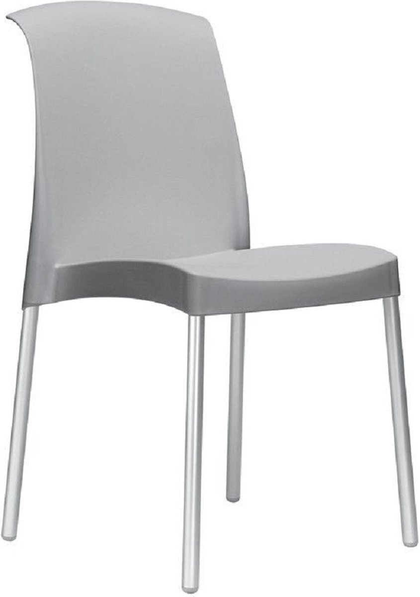 Kantinestoel Jenny. Mooie designstoel, tuinstoel. Leverbaar in lichtgrijs. 5 Jaar garantie! Verpakt per 6 stuks!