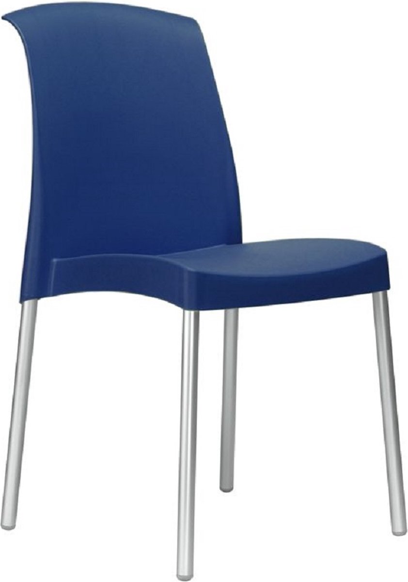 Kantinestoel Jenny. Mooie designstoel, tuinstoel. Leverbaar in blauw. 5 Jaar garantie! Ver