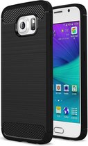 Samsung Galaxy S6 Geborsteld TPU Hoesje Zwart