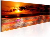 Schilderij - Gouden zonsondergang