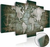 Afbeelding op acrylglas - Wereldkaart op glas, Groen,  5luik