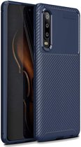 Huawei P30 Siliconen Carbon Hoesje Blauw