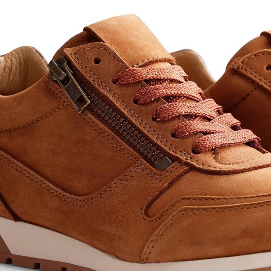 NoGRZ E.Blore - Leren dames sneaker - Cognac - Maat 40 | Bestel nu!