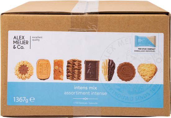 Alex Meijer Koekjes intense mix mono verpakt - Doos 150 stuks