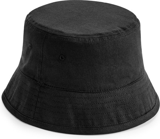 Beechfield - Bucket Hat - Hoed - Vissershoedje - Hoedje - Dames - Heren - Festival accessoires - 60 cm - L/XL - Katoen - zwart
