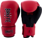 Brute Kick Bokshandschoenen - Kickboks handschoen 8oz – Zwart & Rood - Polyester – Klittenbandsluiting - Injection Mold
