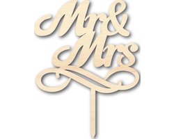 Houten caketopper / taarttopper - Mr & Mrs 5 - Taart / Cake topper op bestelling gemaakt